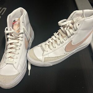 Nike Women's White and Peach High-Top Sneakers